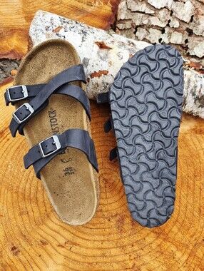 BIRKENSTOCK FRANCA SOFT FOOTBED NUBUCK Oiled LEATHER AQUA US SIZE 5-5.5 Black